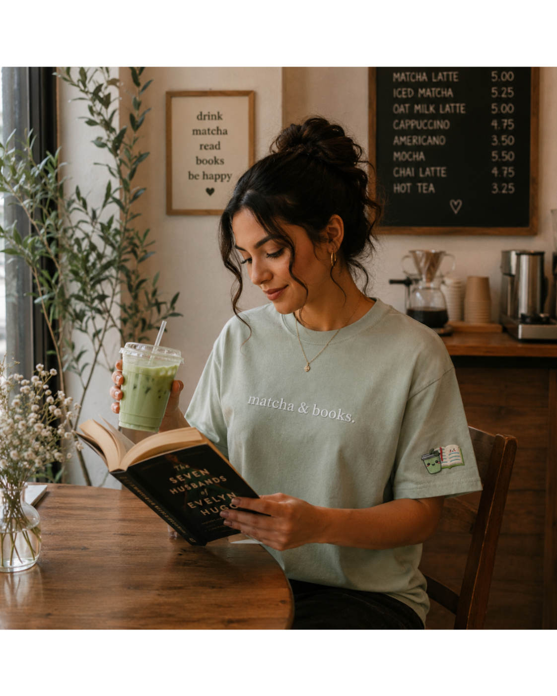 matcha & books. Tee