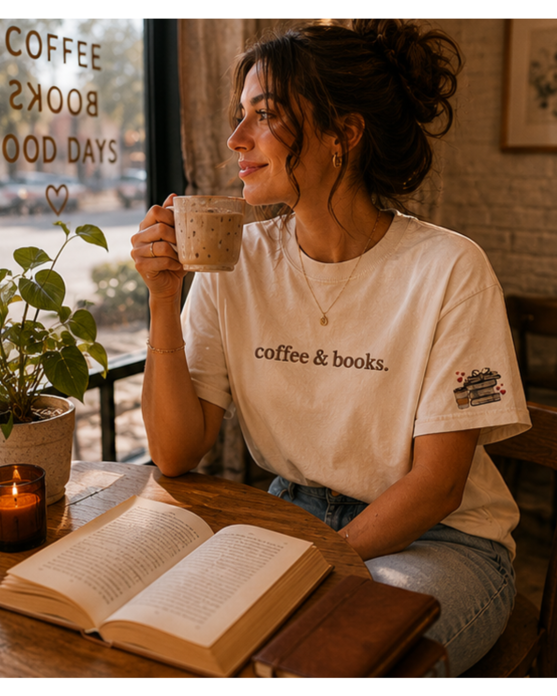 coffee & books. Tee